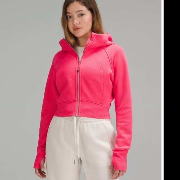 Lululemon Scuba Full Zip Cropped Hoodie LIP GLOSS Pink - Picture 2 of 9